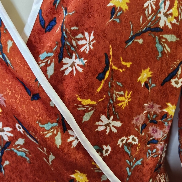 Free People Covent Garden Red Combo Wrap Midi Ruffle Dress,Size 10,NWT - Picture 4 of 16